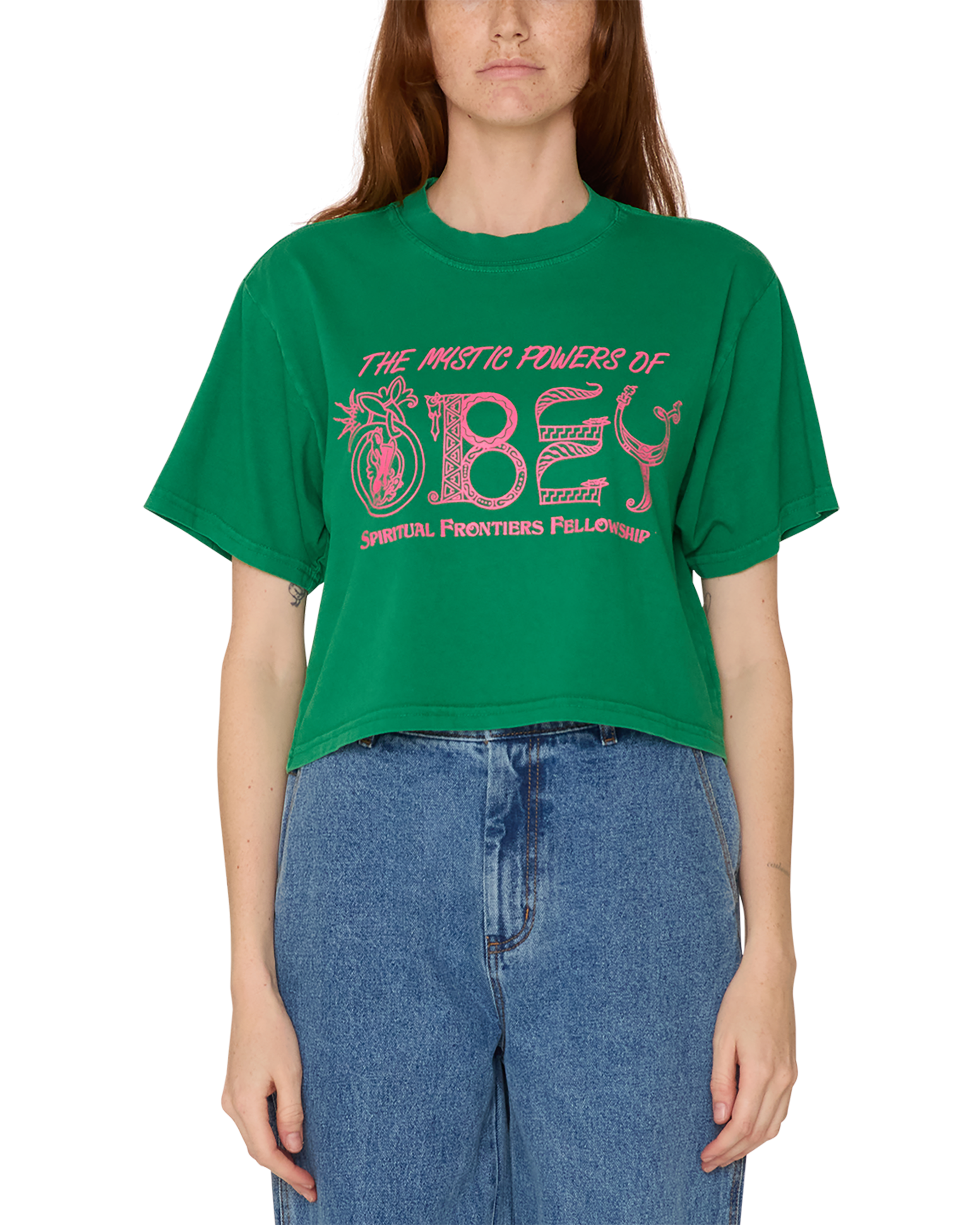 MYSTIC POWERS OF OBEY WEEKEND CROP T-SHIRT